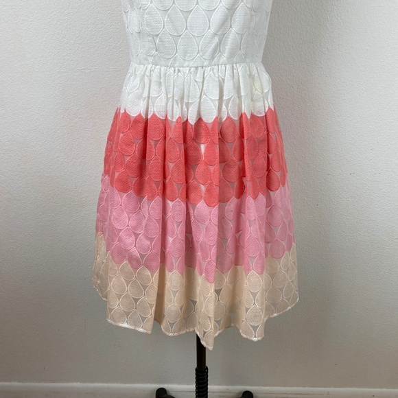 Betsey Johnson Womens Dress Size 6 Pink Appliqué Circles Fit & Flare Sleeveless - Picture 4 of 14